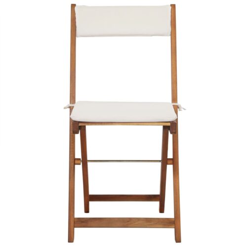 3-Piece Folding Bistro Set with Cushions Acacia Wood Timber Outdoor Patio Furniture - Image 7