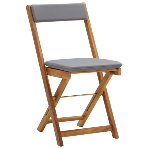 3-Piece Folding Bistro Set with Cushions Wood Timber Outdoor Patio Furniture Acacia - Image 5