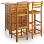 3-Piece Garden Bar Set Wood Timber Outdoor Patio Furniture Acacia
