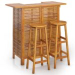 3-Piece Garden Bar Set Wood Timber Outdoor Patio Furniture Acacia