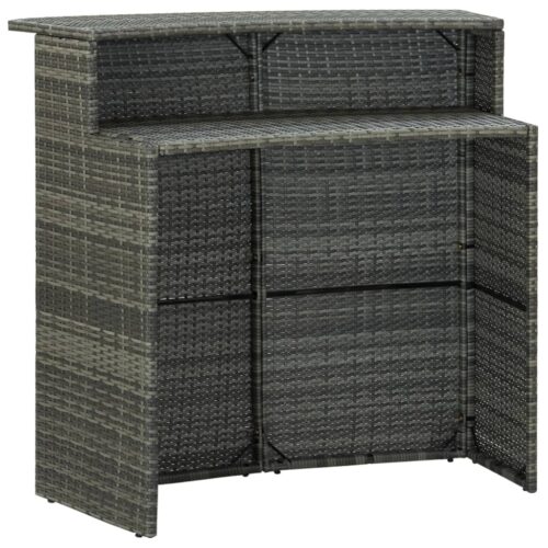 3-Piece Garden Bar Set with Cushions Grey Outdoor Garden Patio Dining Lounge Furniture - Image 5