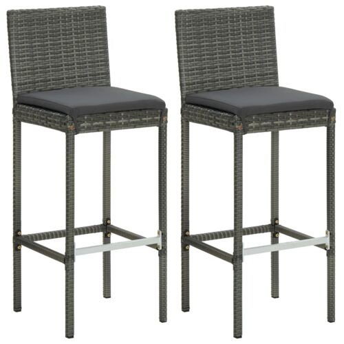 3-Piece Garden Bar Set with Cushions Grey Outdoor Garden Patio Dining Lounge Furniture - Image 3