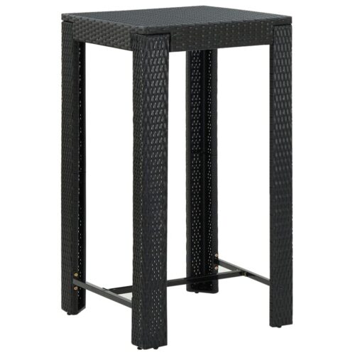 3-Piece Garden Bar Set with Cushions Poly Rattan Wicker Outdoor Patio Furniture Black - Image 3