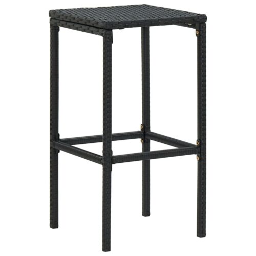 3-Piece Garden Bar Set with Cushions Poly Rattan Wicker Outdoor Patio Furniture Black - Image 9