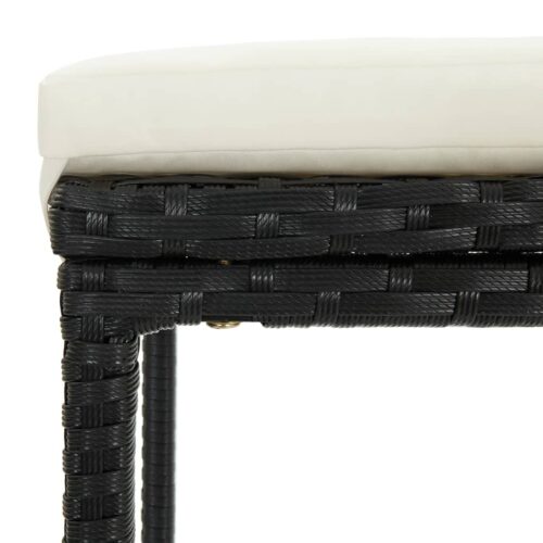 3-Piece Garden Bar Set with Cushions Poly Rattan Wicker Outdoor Patio Furniture Black - Image 11