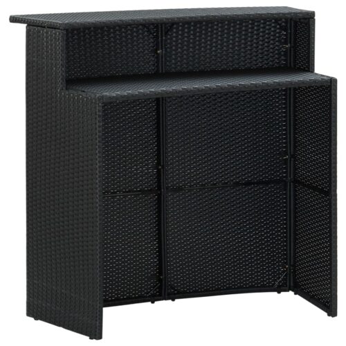 3-Piece Garden Bar Set with Cushions Poly Rattan Wicker Outdoor Patio Furniture Black - Image 6