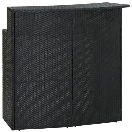 3-Piece Garden Bar Set with Cushions Poly Rattan Wicker Outdoor Patio Furniture Black - Image 7
