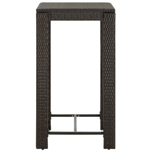 3-Piece Garden Bar Set with Cushions Poly Rattan Wicker Outdoor Patio Furniture Brown - Image 4