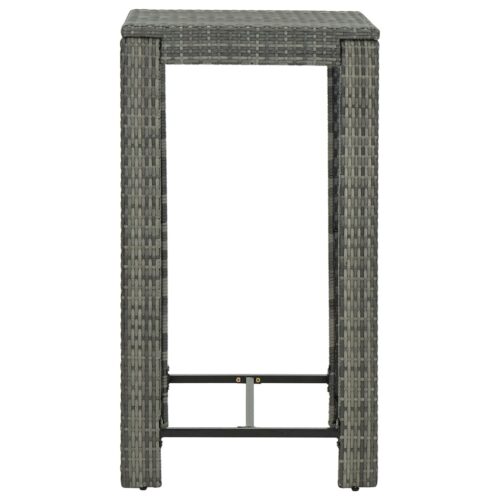 3-Piece Garden Bar Set with Cushions Poly Rattan Wicker Outdoor Patio Furniture Grey - Image 9