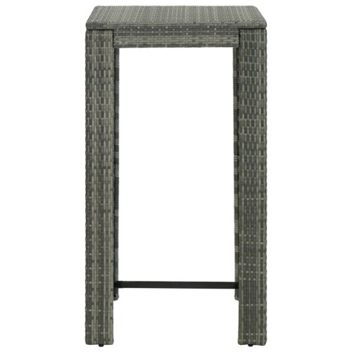 3-Piece Garden Bar Set with Cushions Poly Rattan Wicker Outdoor Patio Furniture Grey - Image 10