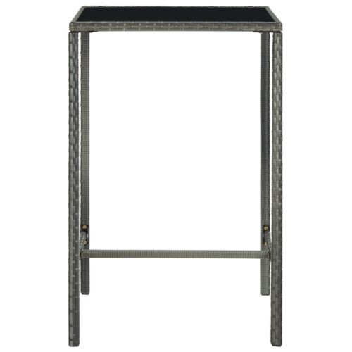 3-Piece Garden Bar Set with Cushions Poly Rattan Wicker Outdoor Patio Furniture Grey - Image 4