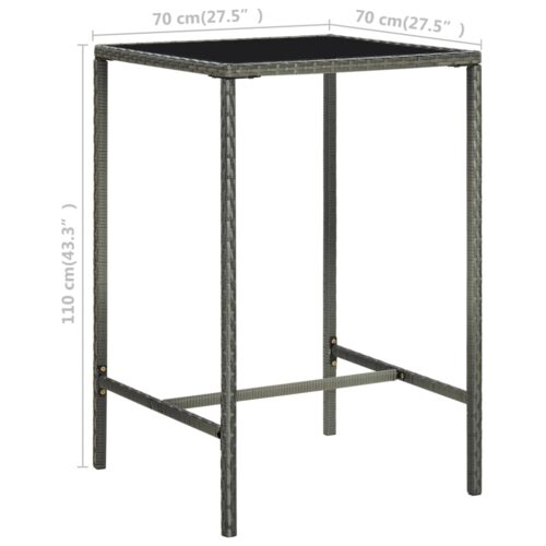 3-Piece Garden Bar Set with Cushions Poly Rattan Wicker Outdoor Patio Furniture Grey - Image 11