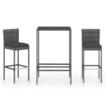 3pcs Outdoor Bar Set Garden Patio Bistro Dining Wicker Rattan Table Stool Chairs