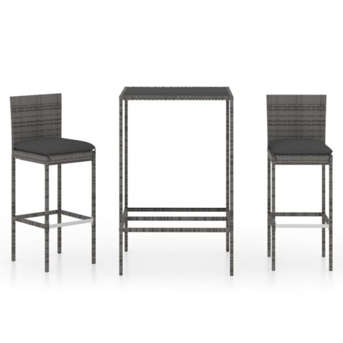 3pcs Outdoor Bar Set Garden Patio Bistro Dining Wicker Rattan Table Stool Chairs