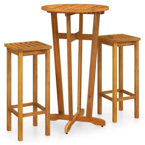 3-Piece Garden Bar Set Wood Timber Outdoor Patio Furniture Acacia