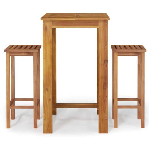 3-Piece Garden Bar Set Wood Timber Outdoor Patio Furniture Acacia