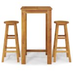 3-Piece Garden Bar Set Wood Timber Outdoor Patio Furniture Acacia