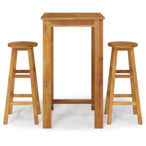 3-Piece Garden Bar Set Wood Timber Outdoor Patio Furniture Acacia
