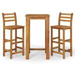 3-Piece Garden Bar Set Wood Timber Outdoor Patio Furniture Acacia