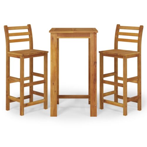 3-Piece Garden Bar Set Wood Timber Outdoor Patio Furniture Acacia