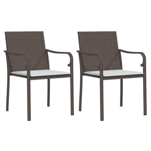 3-Piece Garden Dining Set with Cushions Poly Rattan Wicker Outdoor Patio Furniture Steel - Image 4