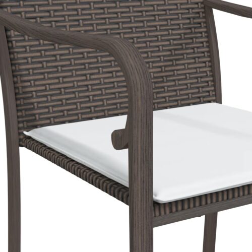 3-Piece Garden Dining Set with Cushions Poly Rattan Wicker Outdoor Patio Furniture Steel - Image 7