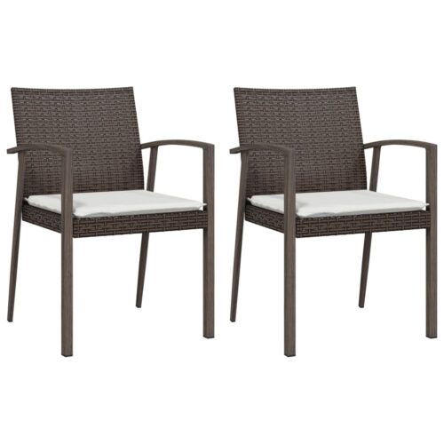 3-Piece Garden Dining Set with Cushions Poly Rattan Wicker Outdoor Patio Furniture Steel - Image 4