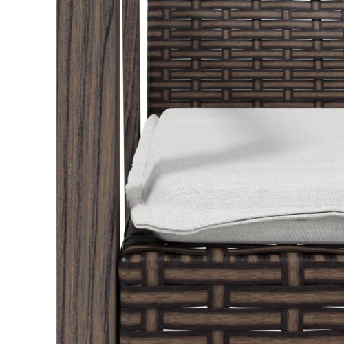 3-Piece Garden Dining Set with Cushions Poly Rattan Wicker Outdoor Patio Furniture Steel - Image 7