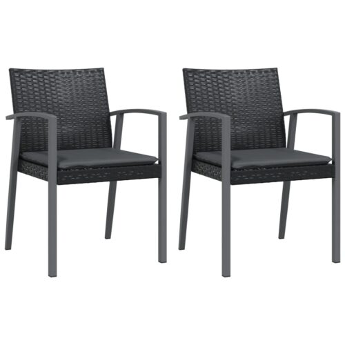 3-Piece Garden Dining Set with Cushions Poly Rattan Wicker Outdoor Patio Furniture Steel - Image 4