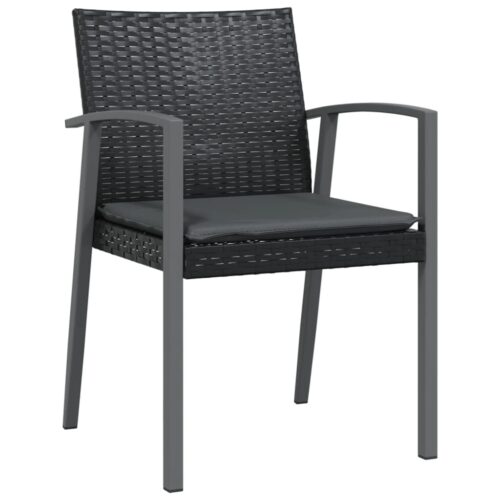 3-Piece Garden Dining Set with Cushions Poly Rattan Wicker Outdoor Patio Furniture Steel - Image 5