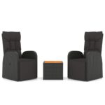 3-Piece Outdoor Chairs Table Set Garden Patio Lounge Balcony Sofa Wood Rattan