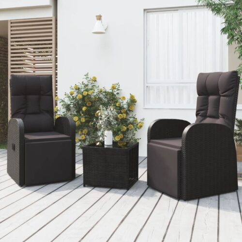 3-Piece Outdoor Chairs Table Set Garden Patio Lounge Balcony Sofa Setting Rattan - Image 2