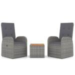 3-Piece Outdoor Chairs Table Set Garden Patio Lounge Balcony Sofa Rattan Wood