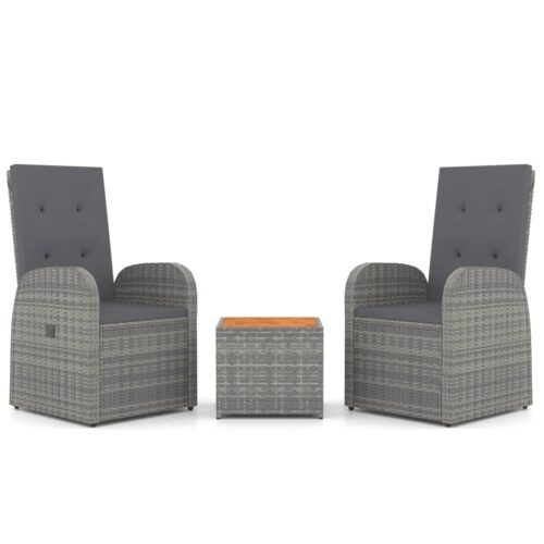 3-Piece Outdoor Chairs Table Set Garden Patio Lounge Balcony Sofa Rattan Wood