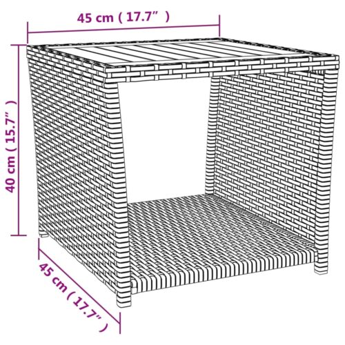 3-Piece Garden Lounge Set Grey Poly Rattan Wicker Outdoor Patio Furniture&Solid Wood Acacia - Image 7