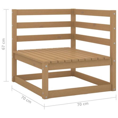 3-Piece Garden Lounge Set Honey Brown Pine Wood Outdoor Patio Furniture - Image 8