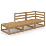 3-Piece Garden Lounge Set Honey Brown Wood Timber Outdoor Patio Furniture Pine