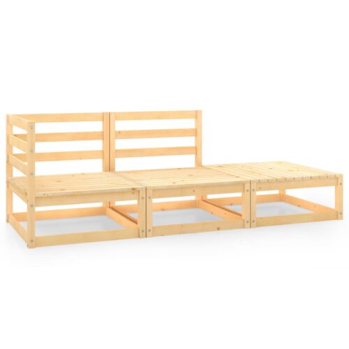 3-Piece Garden Lounge Set Pine Wood Outdoor Patio Furniture