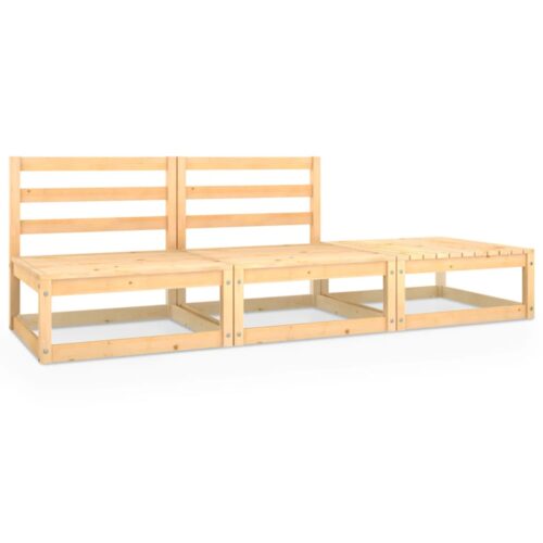 3-Piece Garden Lounge Set Pine Wood Outdoor Patio Furniture