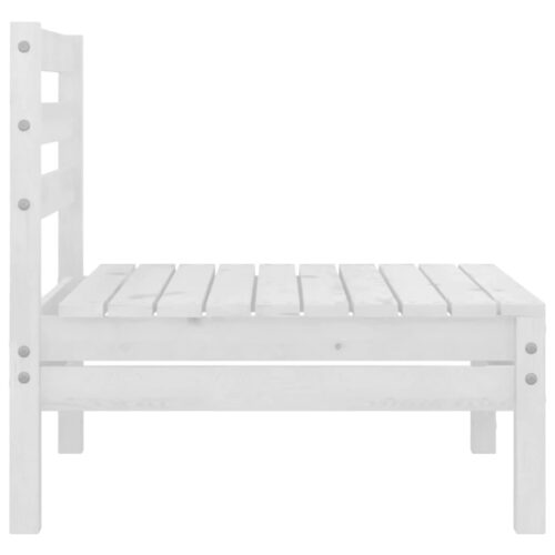 3-Piece Garden Lounge Set Pine Wood Outdoor Patio Furniture White - Image 4