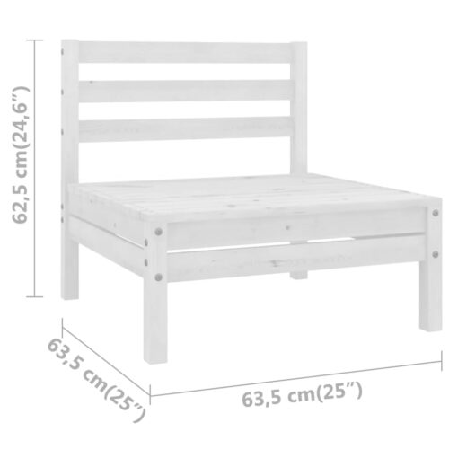 3-Piece Garden Lounge Set Pine Wood Outdoor Patio Furniture White - Image 10