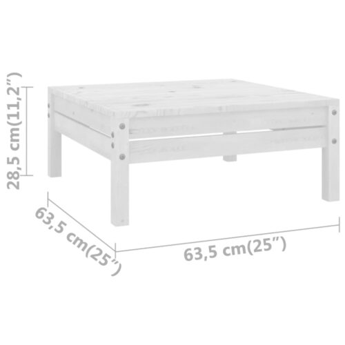 3-Piece Garden Lounge Set Pine Wood Outdoor Patio Furniture White - Image 11