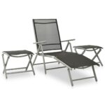 3-Piece Garden Lounge Set Textilene Aluminium Silver