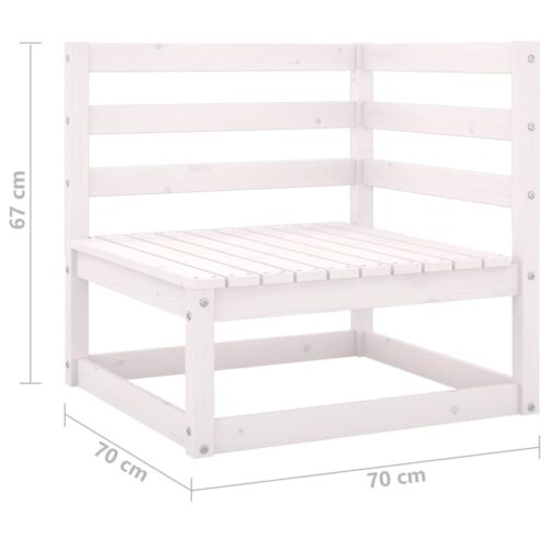3-Piece Garden Lounge Set White Pine Wood Outdoor Patio Furniture - Image 8