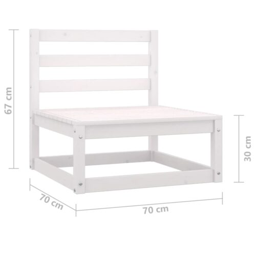 3-Piece Garden Lounge Set White Pine Wood Outdoor Patio Furniture - Image 9