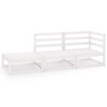 3-Piece Garden Lounge Set White Wood Timber Outdoor Patio Furniture Pine