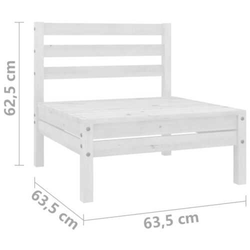 3-Piece Garden Lounge Set White Wood Timber Outdoor Patio Furniture Pine - Image 11