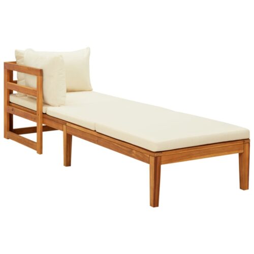 3-Piece Garden Lounge Set with Cream White Cushions Acacia Wood - Image 6