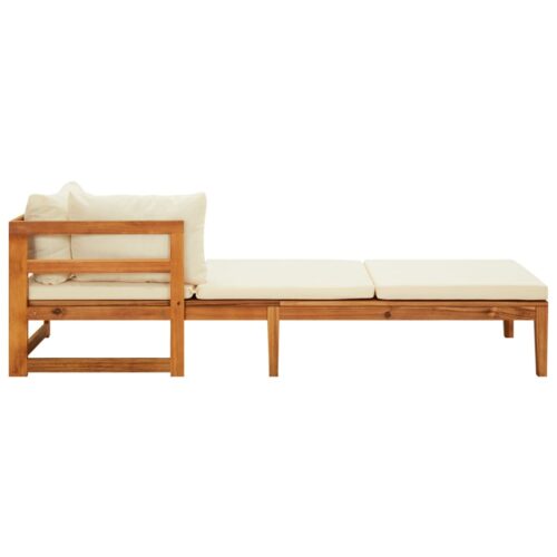 3-Piece Garden Lounge Set with Cream White Cushions Acacia Wood - Image 5