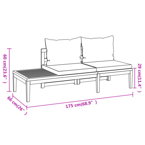 3-Piece Garden Lounge Set with Cream White Cushions Acacia Wood - Image 11